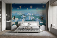 Pastel sunrise tones in Above the Cloud Sea mural

