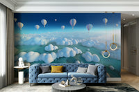 Above the clouds mural creating airy depth

