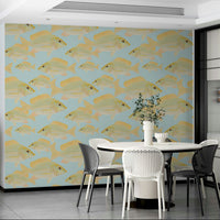Marine-inspired wall art with subtle fish patterns

