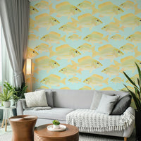 Underwater motif wallpaper for nautical-themed room

