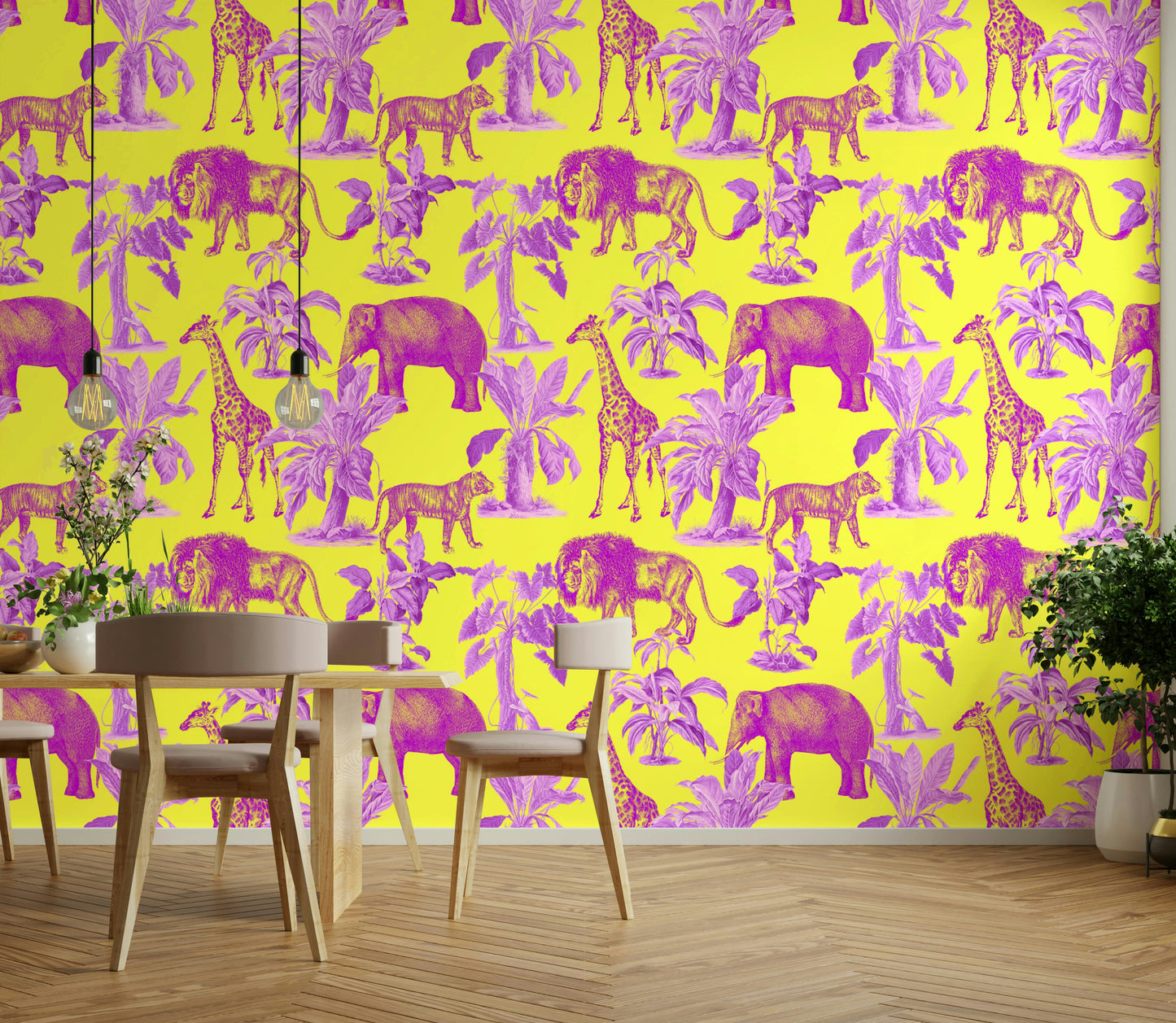 Minimalist green wallpaper with nature detailing

