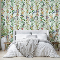 Serene wall mural with flowing blush and cream hues

