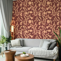 Warm-toned wallpaper featuring blooming florals

