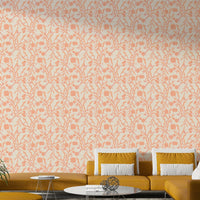 Watercolor-style peach floral wallpaper for interiors

