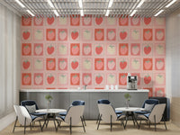 Playful retro fruit stamp wallpaper for cozy decor

