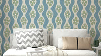 Ripple floral wallpaper in light blue cottage tones


