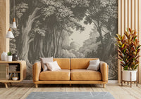 Into the Forest mural in soft slate gradient

