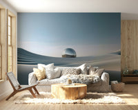 Bedroom wall mural with soft sand tones

