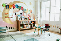 Kids’ room wall titled Little Star Pony cloud scene

