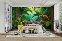 Blue waterfalls and green foliage in wall mural wallpaper

