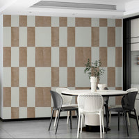 Mural wallpaper with neutral and warm tones

