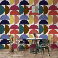 Mural wallpaper with warm and cool tones

