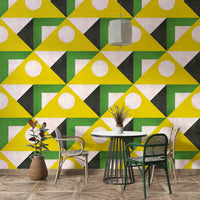 Mural wallpaper with bold 1960s geometric pattern

