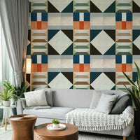 Green geometric wallpaper with classic style

