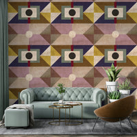 Wall mural featuring warm brown geometric pattern

