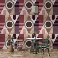 Mural wallpaper with angular shapes and grey tones

