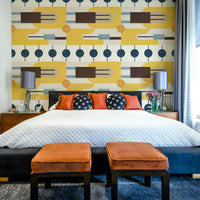 Decorative mural in soft earthy tones and shapes

