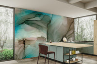Soft waves and calming blues in Ephemeral Depths mural

