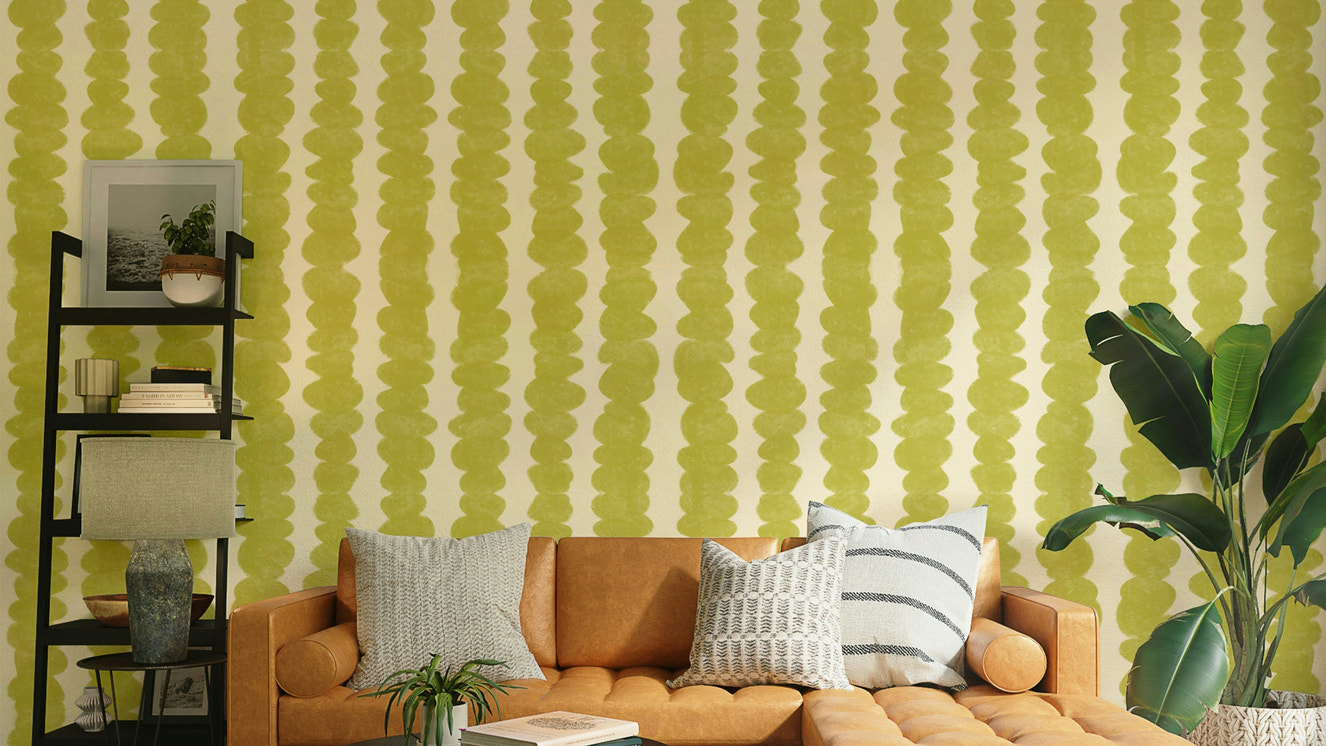 Chartreuse Pebble Rows wallpaper for vibrant decor

