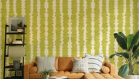 Chartreuse Pebble Rows wallpaper for vibrant decor

