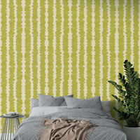 Chartreuse-colored pebble rows wallpaper for modern interiors

