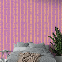 Vertical lilac and peach pattern wallpaper for bedrooms

