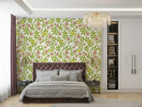 Nature-inspired wild roses and butterflies wall design

