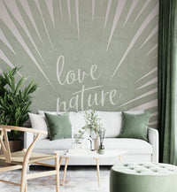 Tranquil Love Nature wall mural with vibrant greens

