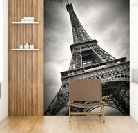 Eiffel Tower mural with bold lines and striking design

