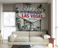 Retro Las Vegas sign mural with modern color twist

