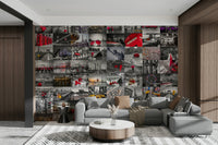 High-energy cityscape wall design to add character to your space.

