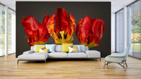 Three striking tulips in Rococo style for interior walls.

