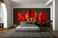Modern Rococo tulips mural with rich floral detail.

