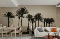 Palm Trees Embracing the Beach Wall Mural in monochrome

