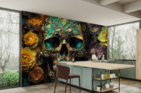 Skull and flower design creating a captivating atmosphere

