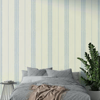 Elegant Boho Stripes Linen-Sky Blue wallpaper for feature walls

