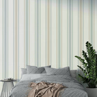 Breezy coastal mural with gentle stripes

