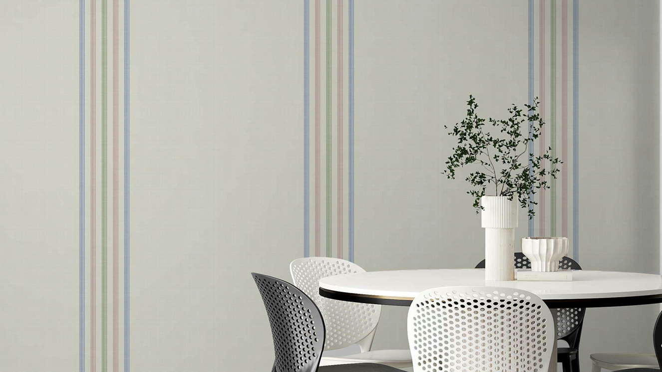 Clean line mural with seasonal colors
