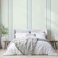 Wallpaper with narrow vertical stripe design
