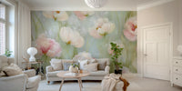 Floral mural with delicate brush strokes

