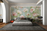 Elegant poppy floral wallpaper design
