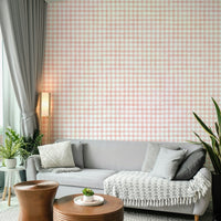 Neutral gingham wallpaper for nursery walls
