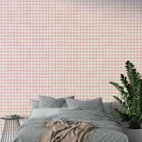 Calm gingham mural with farmhouse feel
