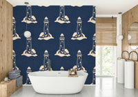 Coastal mural with vintage charm
