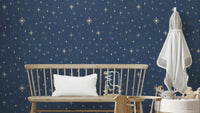 Retro starry night wallpaper in burnt amber
