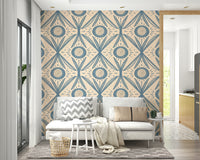 Soft blue floral wall design
