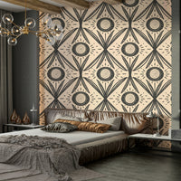 Cream flowers on dark background wall design
