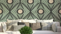 Folk Bloom Radiance Charcoal Sage wallpaper design
