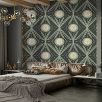 Cottage-style room with Folk Bloom Radiance wallpaper

