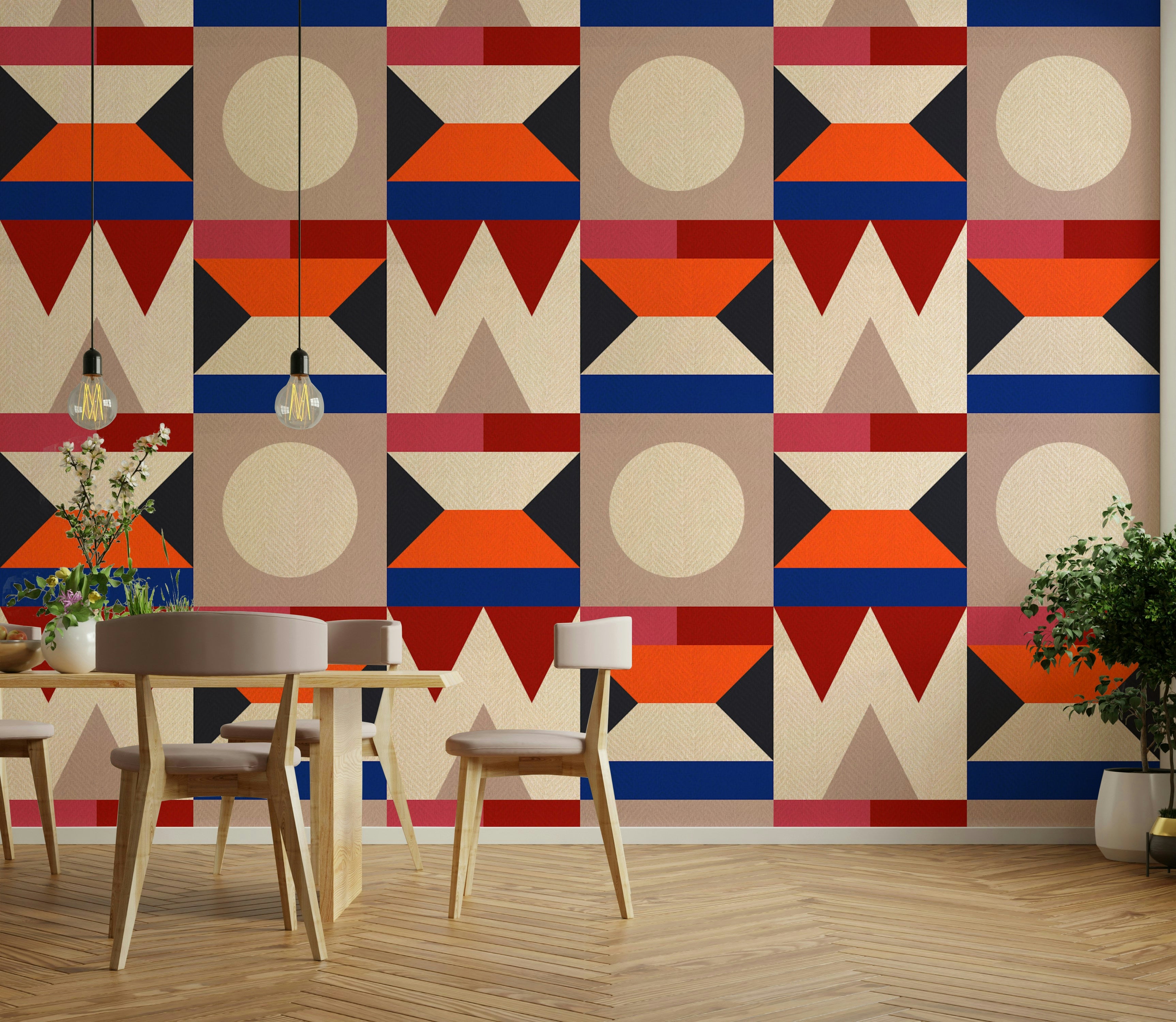 Bedroom wall mural with texture

